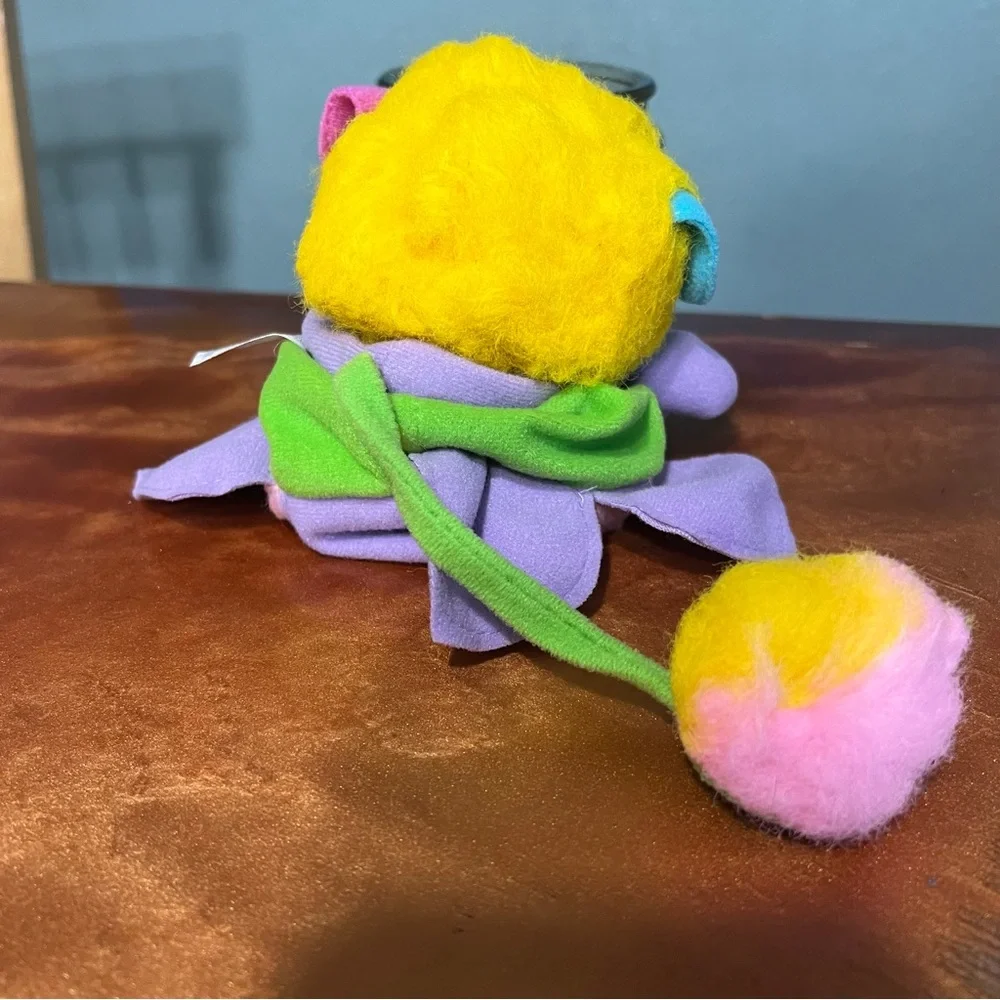 Vintage 1987 Popple Flower plush purple white blue 80s VTG collectible